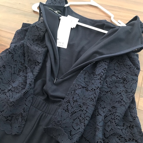 NWT Uniqlo dark navy lace wide leg jumpsuit size M - Picture 6 of 9